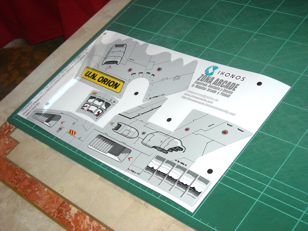 "Transporter The Rescue Ship Pinball Decals" (BALLY) and "Transporter
